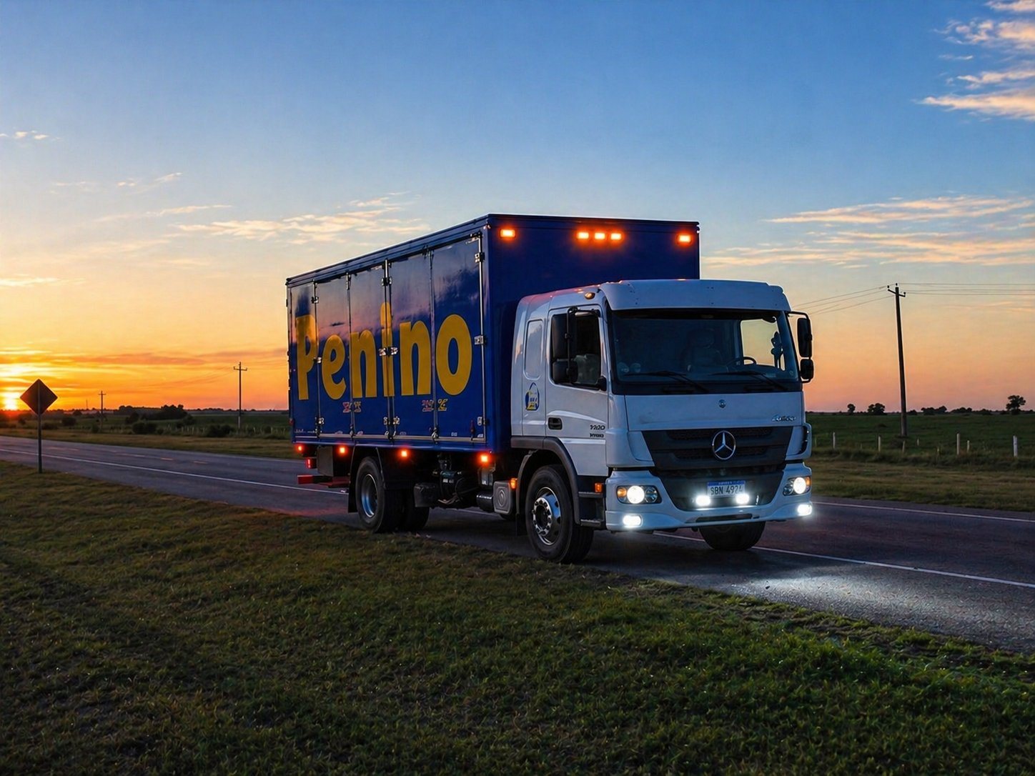 Camión Penino al atardecer